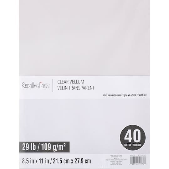 Clear 8.5" x 11" Vellum Paper by Recollections™, 40 Sheets